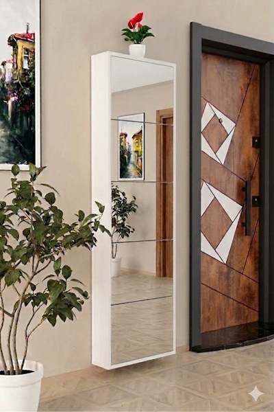 Pratik Metal Ayakkabılık ve Mobilya 5'lü Pratik Aynalı Metal Ayakkabılık