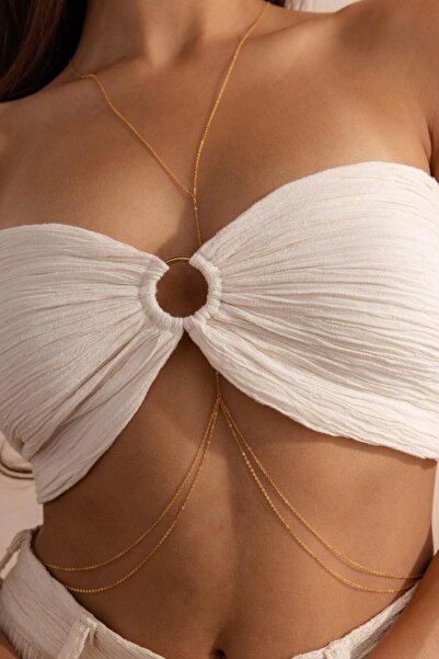 Sacce Scarves&Accessories Çelik İnce Zincir Vücut Kolyesi Body Chain Çelik Vü...