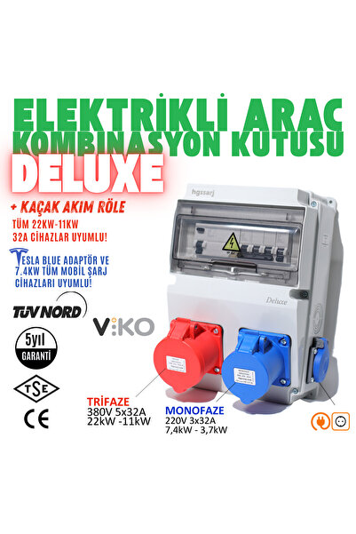 hgsşarj ''Deluxe'' 22kW 7,4kW Elektrikli Araç Şarj Cihazı Kombinasyon Kutusu ...