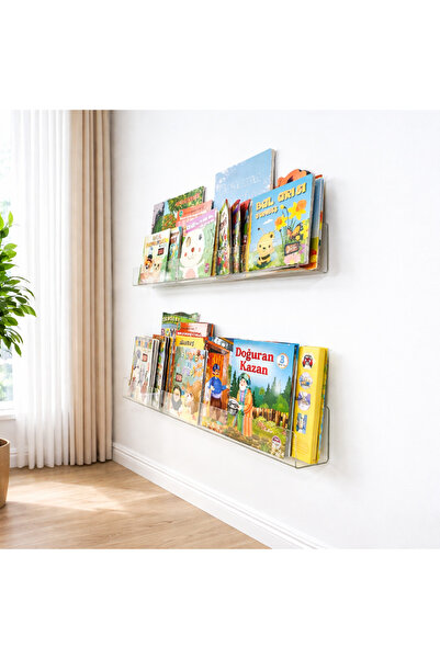 ipeksi pleksi 2’Lİ ŞEFFAF KİTAPLIK RAFI 60CMX5CM ( PLEKSİ HAYALET KİTAPLIK RA...