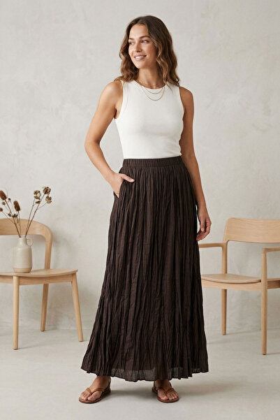 Şiir Fusta lungă și fustă de damă Vaduz cu talie elastică, cu detalii CRASH ș...