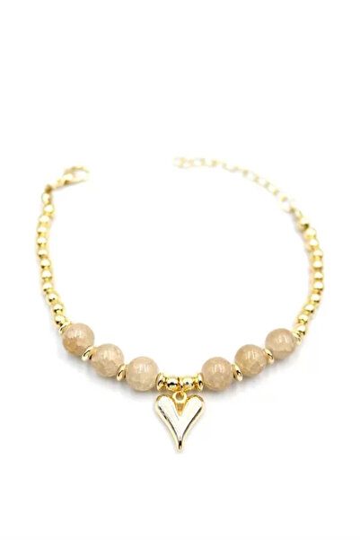 Royaleks سوار على شكل قلب مطرز - كريمي