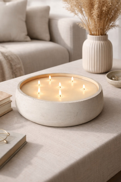 ODOS Home Decor El Yapımı 1.5 Kg Beton Mum – Büyük Boy, Beyaz, Modern Dekorat...