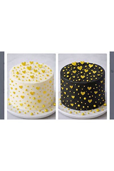 hediyehobihersey Yenilebilir Simli Boncuk Şeker ve Yenilebilir Simli Kalp Dek...