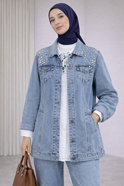 bellura Taş İşlemeli Kot Ceket