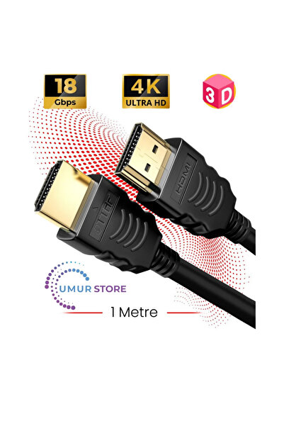 HDMI 2.0 4K Ultra Hd 60 Hz Ses ve Görüntü Aktarım Kablosu 1 Metre
