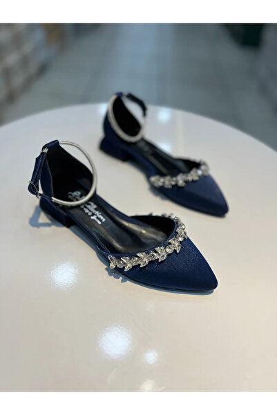 Alphus Γυναικείο κομψό βραδινό φόρεμα μπαλαρίνας από σατέν υλικό Şah Taşlı, ε...