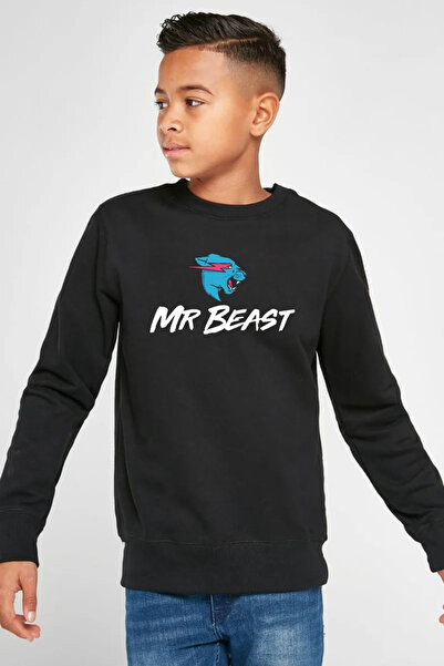 Tshirthane Mr Beast Siyah Çocuk 2ip Sweatshirt