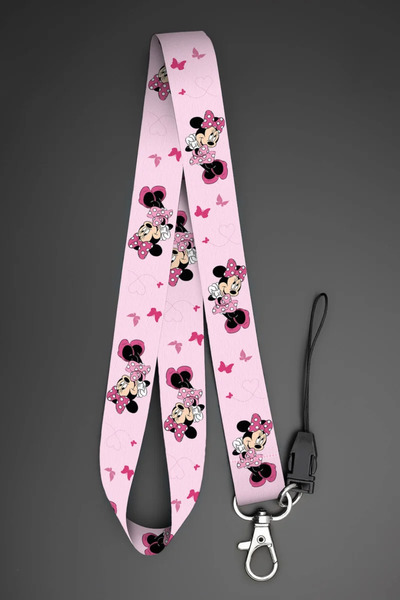 Apptakı Pembe Desenli Yaka Kartı Kimlik Askısı Boyun Askı İpi Telefon Askısı ...