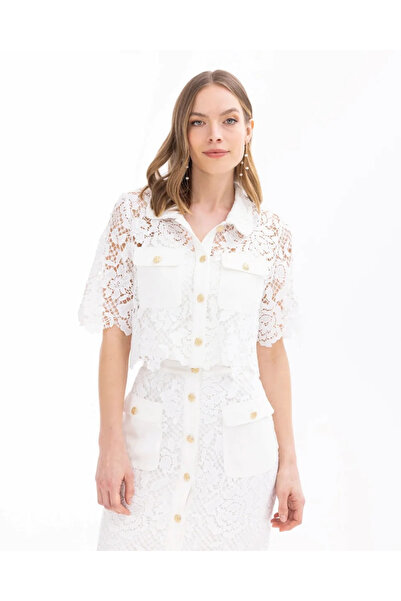 SEÇİL YENİ KADIN CROP KESİM DANTEL GÖMLEK 10242102201014