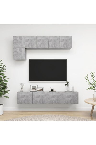 Concept Set dulap TV, 5 piese, gri beton, PAL