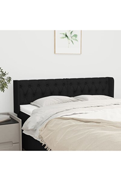 Concept Tăblie de pat cu aripioare negru 163x16x78/88 cm textil