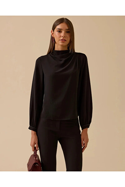 SEÇİL New Women D Mock Neck Drape Detailed Blouse 10002521810004