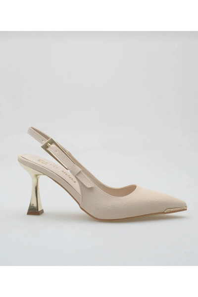 Alphus حذاء نسائي أنيق بكعب عالٍ من Serrace مع إبزيم معدني مفتوح من الخلف