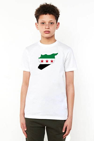 Tshirthane Syria New Flag White Children's Bisikyaka Tshirt