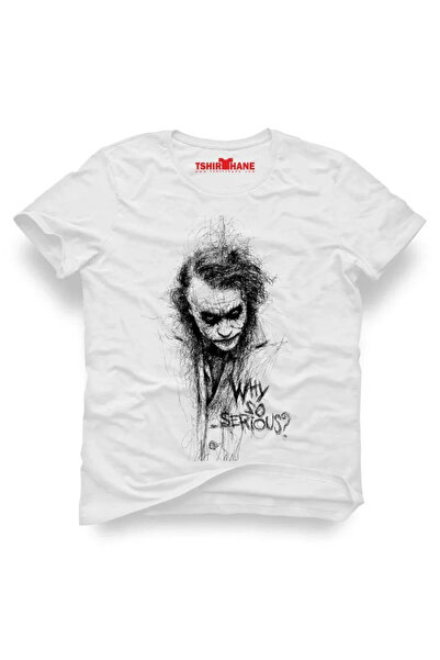 Tshirthane joker Why So Serious T-shirt alb cu imprimeu pentru bărbați