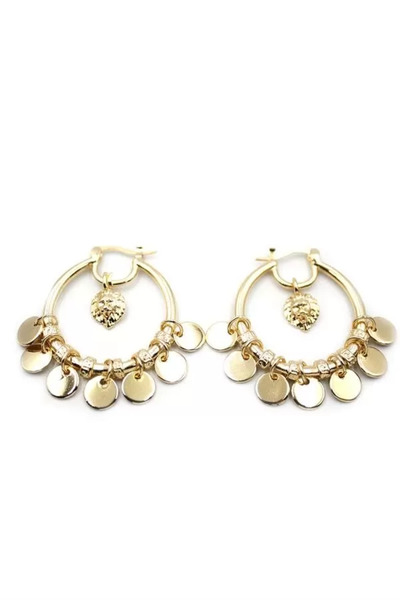 Genel Markalar Pullu Halka Küpe - Altın