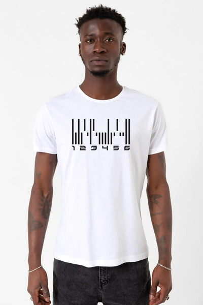 Tshirthane Dark Matter The Android Barcode Tricou alb pentru bărbați