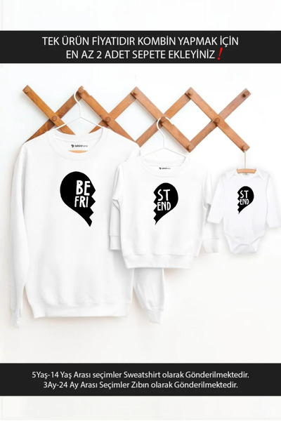 Tshirthane Baba Oğul Kız Kalp Best Friends(TEK ÜRÜN FİYATIDIR KOMBİN YAPMAK İ...