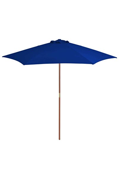 Concept Umbrelă de soare exterior cu stâlp din lemn, albastru, 270 cm