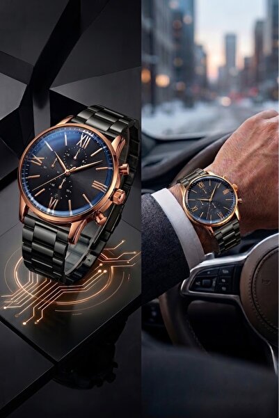 Leerybee Siyah Rose Gold Renk Unisex Premium Kol Saati