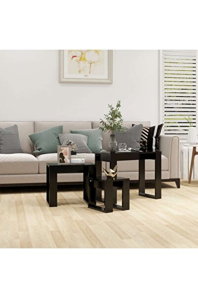 Concept Mese suprapuse, 3 buc., negru, lemn compozit