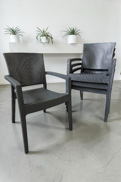nar sokağı 4 Adet Karizma Rattan Kollu Sandalye Koltuk 4'lü Set