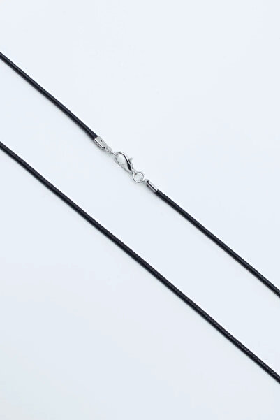 ıdr PU Gümüş Kaplama Deri İp Kolye - Siyah Renk