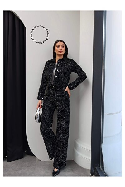 ESRAHELVACI Set din denim cu imprimeu de piatră, două piese