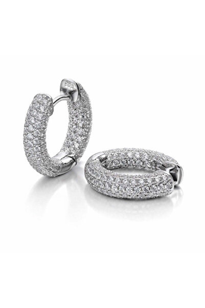 Pursehuit Cercei rotunzi de culoare argintie, cu pietre de zirconiu, Agat C13