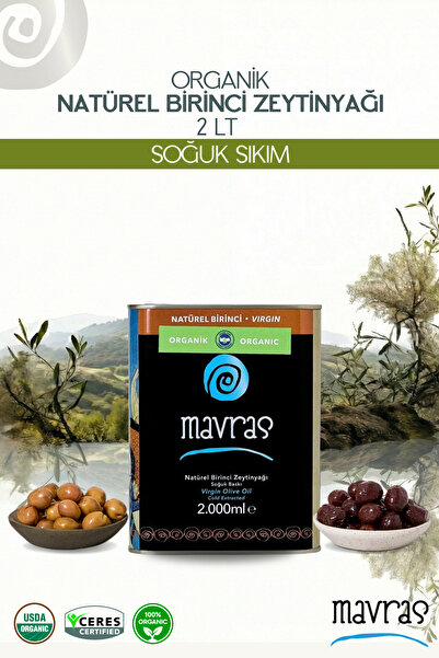 Mavras Organik Natürel Birinci Zeytinyağı 2 Lt - Soğuk Sıkım