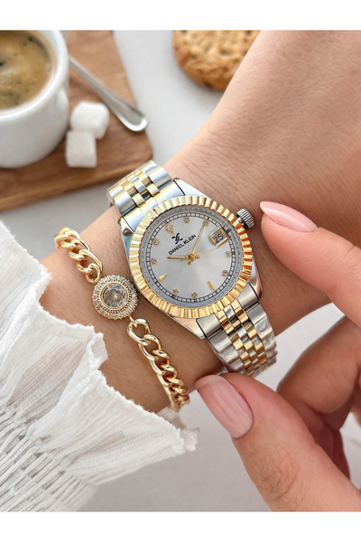 Daniel Klein ساعة يد نسائية مقاومة للماء 3 Atm مع سوار فولاذي ضمان لمدة عامين...