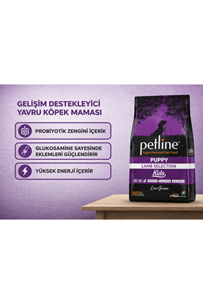 Petline Kemik Ve Kas Gelişimini Destekleyici- Kuzu Etli Yavru Köpek Maması 24...