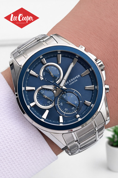Lee Cooper ساعة يد رجالية بسوار فولاذي ووظائف داخلية Active 5 Atm وضمان لمدة ...