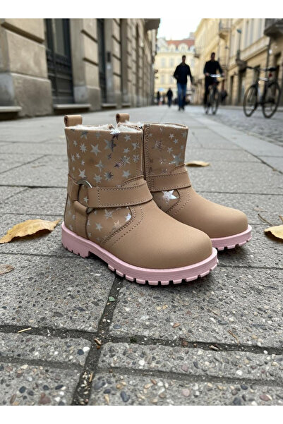 nuh kids Cizme pentru fete, din piele naturală, cu model stea, pudră, ortoped...