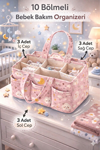 MorBebe Baby Patterned Portable Care Bag with Holder (PINK)