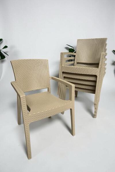 nar sokağı 6 Adet Karizma Rattan Kollu Sandalye Koltuk 6'lı Set