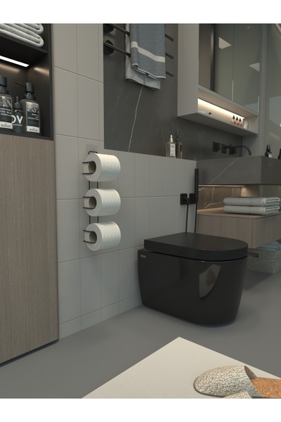 zabata 3 Layers Adhesive Toilet Paper Holder Holder Hanger Matte Black Metal Toilet Paper Holder