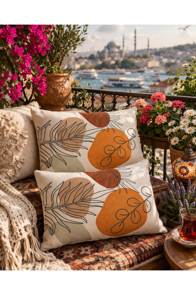 SasoHome Imaginary Surreal Flowers Leaves Patterned 2-Piece Rectangular Throw...