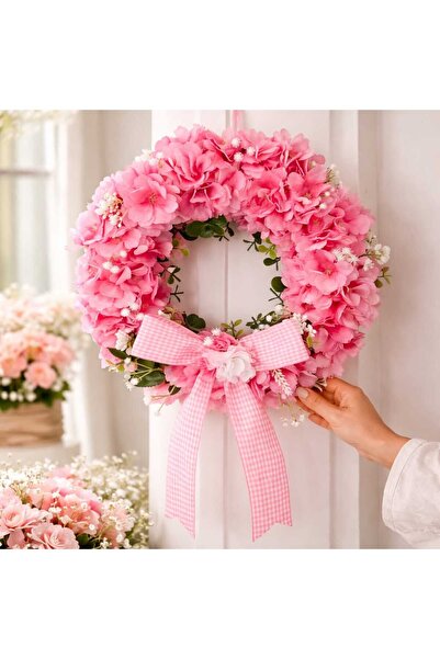 ecrella Pembe Çiçekli Kapı Süsü – Bahar Temalı Çiçekli Kapı Çelengi Balkon Ba...