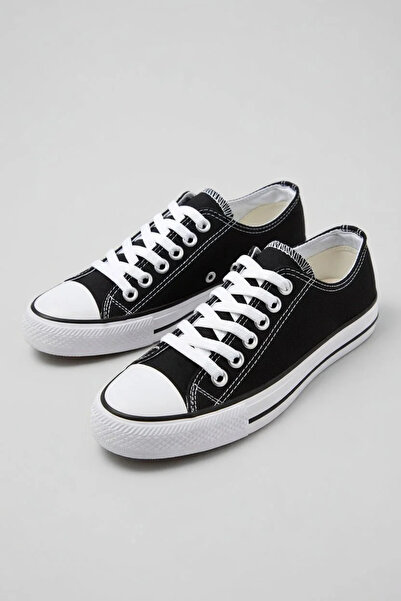 Lideral Unisex Kısa Siyah Sneaker Convers Ayakkabı Günlük Yürüyüş Spor Ayakkabı