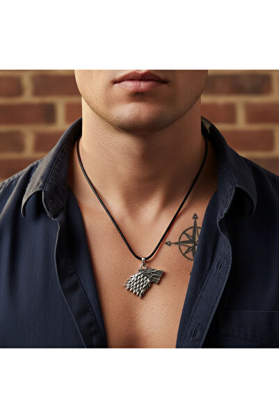 Alooya Game Of Thrones Kurt Gümüş Kaplama Deri İp Kolye