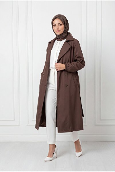 BENAHOLL Μακρύ παλτό με ελαστικά μανίκια Doredra-EK174 Καφέ