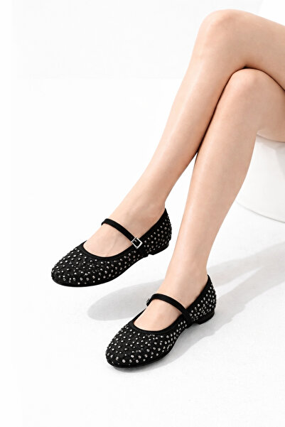 modastilin LUMARY Γυναικεία παπούτσια μπαλαρίνας Mary Jane με ασημένια πέτρα ...