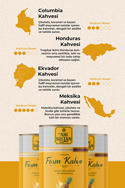 AHİ SULTAN Form Kahvesi 8 Farklı Kahve Ve Bromelain Içerikli 100 G