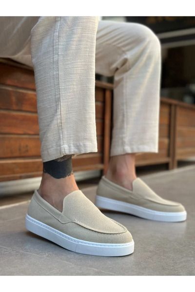 BOA BA0241 Чоловічі черевики без шнурівки з високою підошвою, бежеві, замша