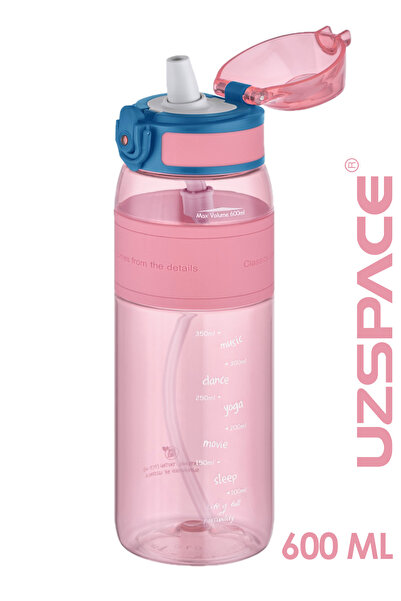 Uzspace Fiftyfifty Straw (Bite-Proof) 600 ml Silicone Body Tritan Water Bottle