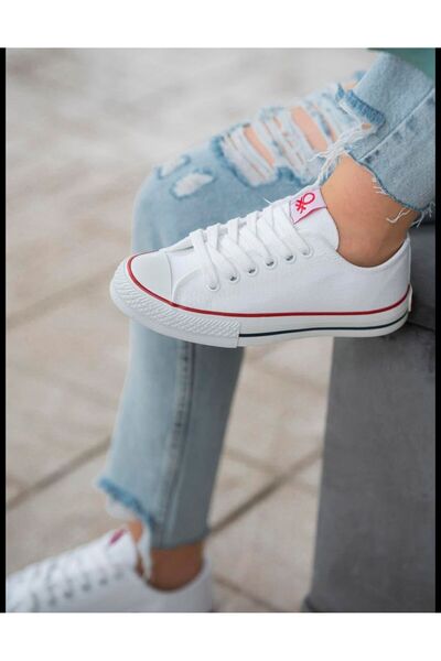 Benetton Bn-30196 Γυναικεία Αθλητικά Παπούτσια από Λινά Υφάσματα - Λευκά Νέας...