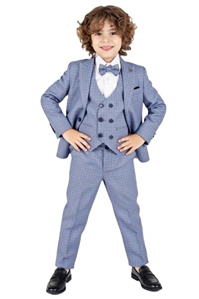 Mnk Baby&Kids Kiryos Boy's Checked Suit Set M00806 Blue