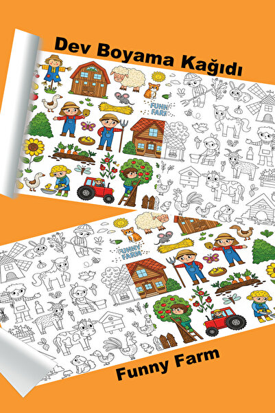 metafortoys Funny Farm Dev Boyama Kağıdı 2.5 metre x 62 cm Kağıt Aktivite Rulosu